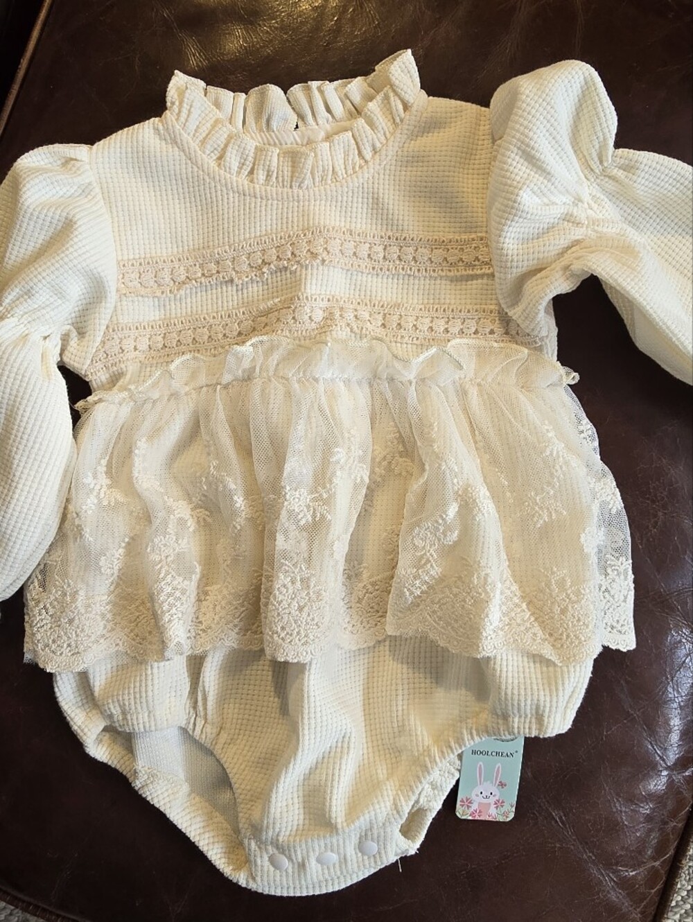 Ivory Lace Baby Girl Romper with Ruffle Peplum 6-12 Months NWT